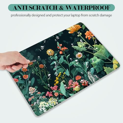 Image of Laptop Skin Sticker Decal,13.3 inch 14 inch 15 inch 15.4 inch 15.6 inch Laptop Vinyl Skin Sticker Cover, Art Decal Protector with Free 2 Wrist Pads, Green Daisy Leaves