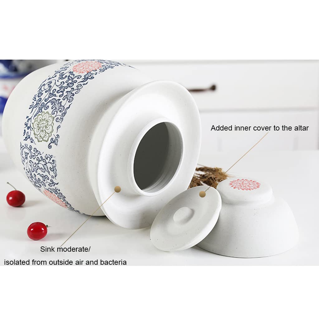 vasetti per fermentazione, Kit di fermentazione cinese tradizionale con motivo floreale grande(4KG)