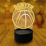 CLORURBANLIVE 3D Basketball Denver Night Light 3D Illusion Lamp with Remote Control 16 Color Options Sports Decor Lighting for Fans (Denver Multicoloured)