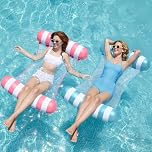 Sloosh 2 Packs Strip Type Hammock Pool Floats Adults, 4-in-1 Multi-Purpose Inflatable Pool Floats PVC Water Hammock Lounge Floaties(Aqublue.Pink)