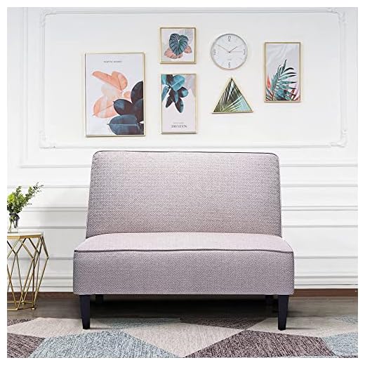 HAOBO Home ANNJOE Cushioned Linen Loveseat Settee Upholstered Sofa Backrest Couch Banquette Bench for Dining Room Living Room Bedroom Funiture