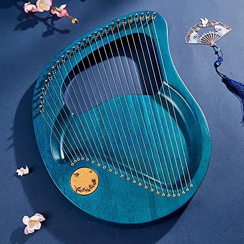 Lyre harp 24 cordes en acajou bleu avec clé de réglage et cordes