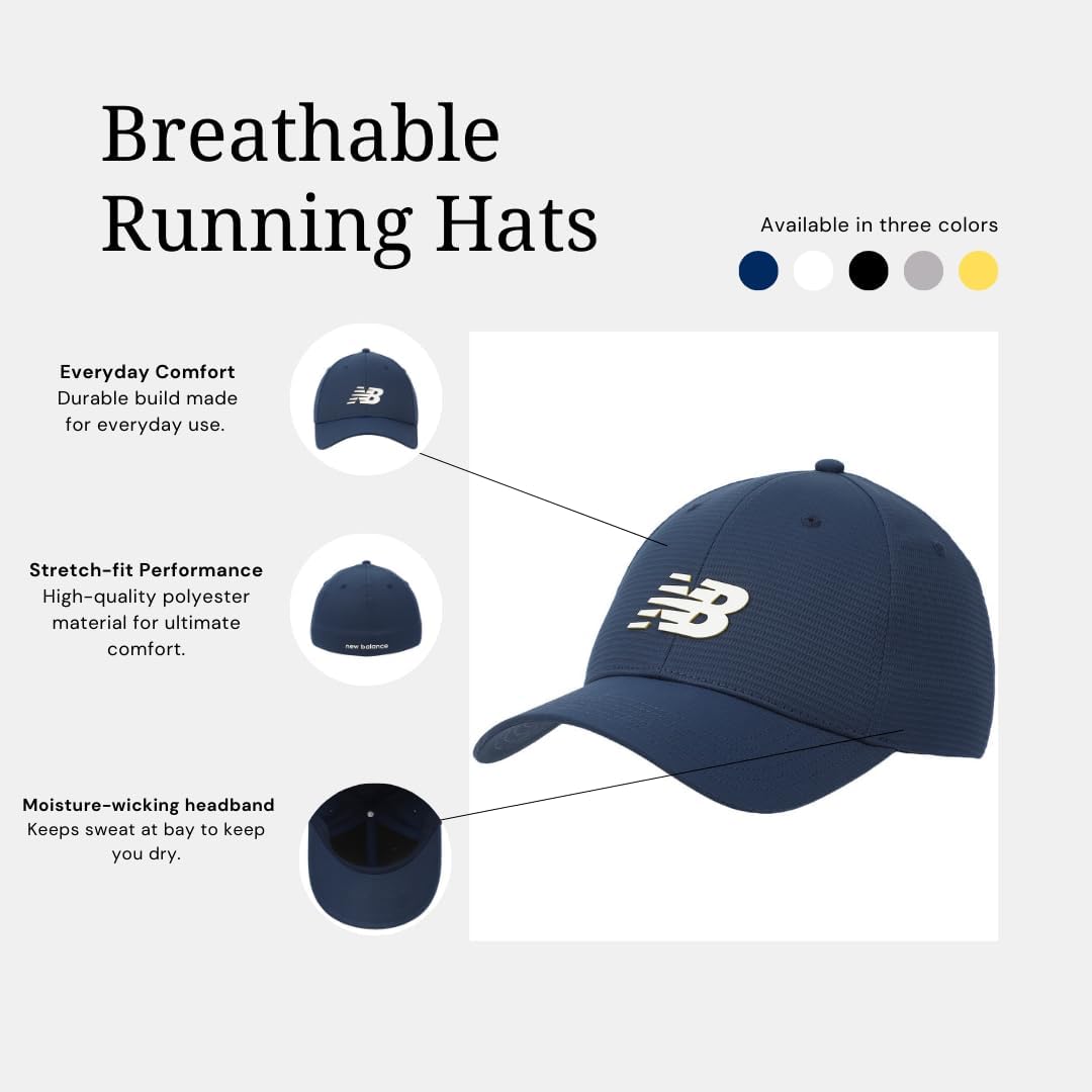 New Balance Adult Unisex 6 Panel Structured Stretch-Fit Performance Running Workout Gym Hat - Image 6