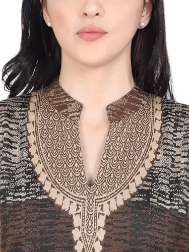Image of Rosary Women's Winter Woolen Kurti Jacquard Straight Fit Ethnic Wear with 2 Side Pockets