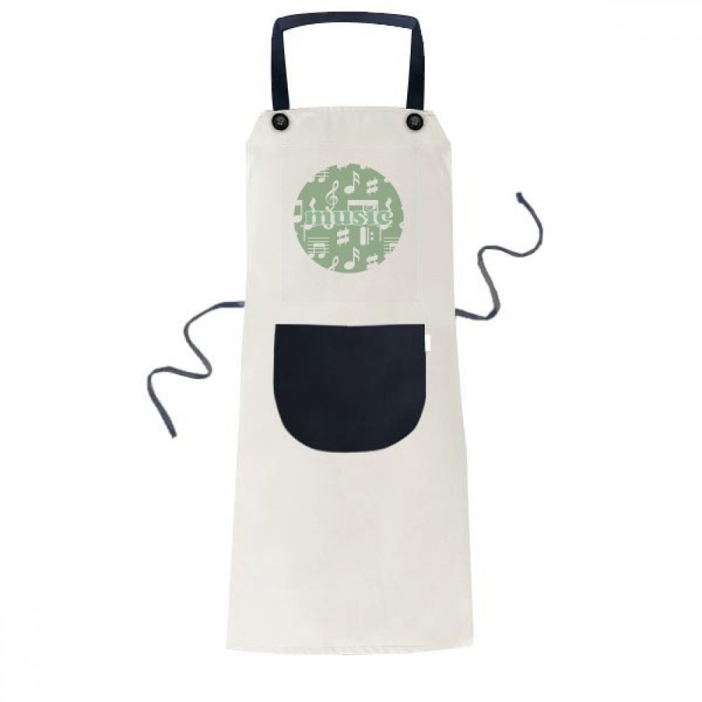 Tablier notes de musique DIYthinker anti-taches avec poche centrale beige noir vert