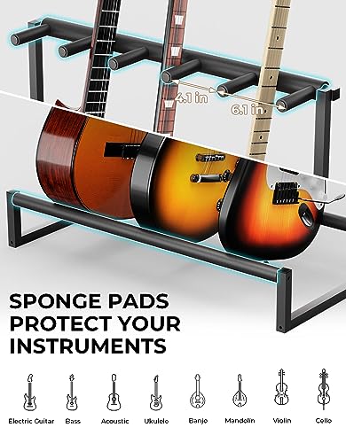 yamagahome Support de guitare pliable universel avec étagère de rangement à 2 niveaux, support de guitare portable avec crochet pour guitare acoustique, électrique et basse, noir - Les Beatles, Paul McCartney, John Lennon, RIngo Starr, George Harrison yamagahome Support de guitare pliable universel avec étagère de rangement à 2 niveaux, support de guitare portable avec crochet pour guitare acoustique, électrique et basse, noir – Image 3