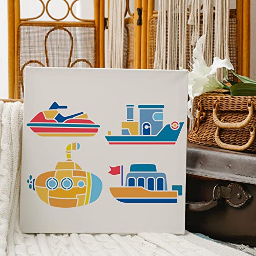 FINGERINSPIRE 4 Stück Fahrzeuge Schablone zum Malen, 29,7x21cm Babyspielzeug Wiederverwendbare DIY Kunst Schablonen, Schablone Zeichnen auf Holz, Leinwand, Papier, Stoff, Wänden und Möbeln