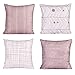 FabThing Funda de Cojín con Diseño Impreso Fundas de Almohada Decorativacon Geométrica Algodón para Sofá Silla Cama Sala de Estar Dormitorio Coche Hogar 45x45cm 4 Piezas Rosa Sucio