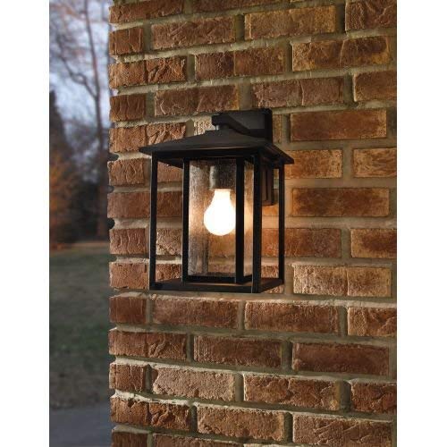 Image of Generation Lighting 88025-12 Hunnington One - Light Outdoor Wall Lantern Outside Fixture, Black, 1-Light, cETL Listed, Safety Rated for Wet Locations, Aluminum Construction