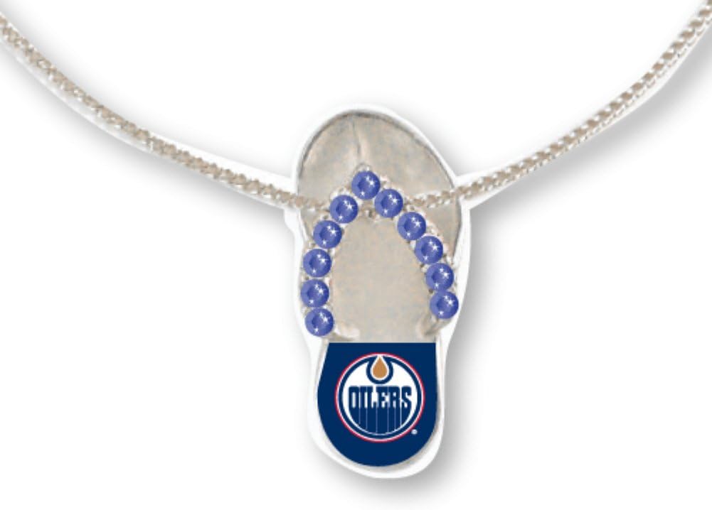 Licensed NHL Edmonton Oilers Team Logo And Colors Crystal Flip Flop Charm W/18