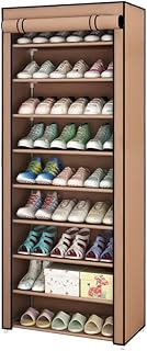 イケアの靴箱でスタイリッシュな収納を実現 5 靴棚 シューズラック 9層 カバー付き 靴収納 組み立て式 大容量 下駄箱 スリムシューズラック 玄関収納 おしゃれ 靴入れ スリッパ棚 不織布カバー付き 省スペース 防水 防塵 防汚【ブラウン】