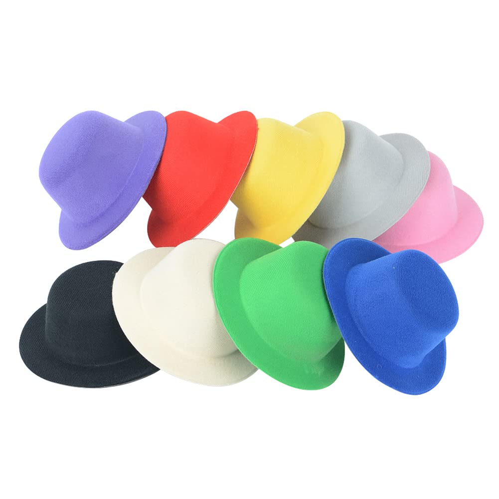 HugeDE 12 Pcs 10cm Mini Formal Hat for DIY Crafts, Miniature Tea Party Hat Accessories and Hair Decorate
