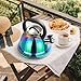 Weftnom Tea Kettle, Kettle 3.7QT, Tea Pot Whistling 316 Stainless Steel, Tea Kettle Stovetop with Cool Folding Handle, Kettle Teapot Rainbow Induction for Boiling Water, Mirror Finish