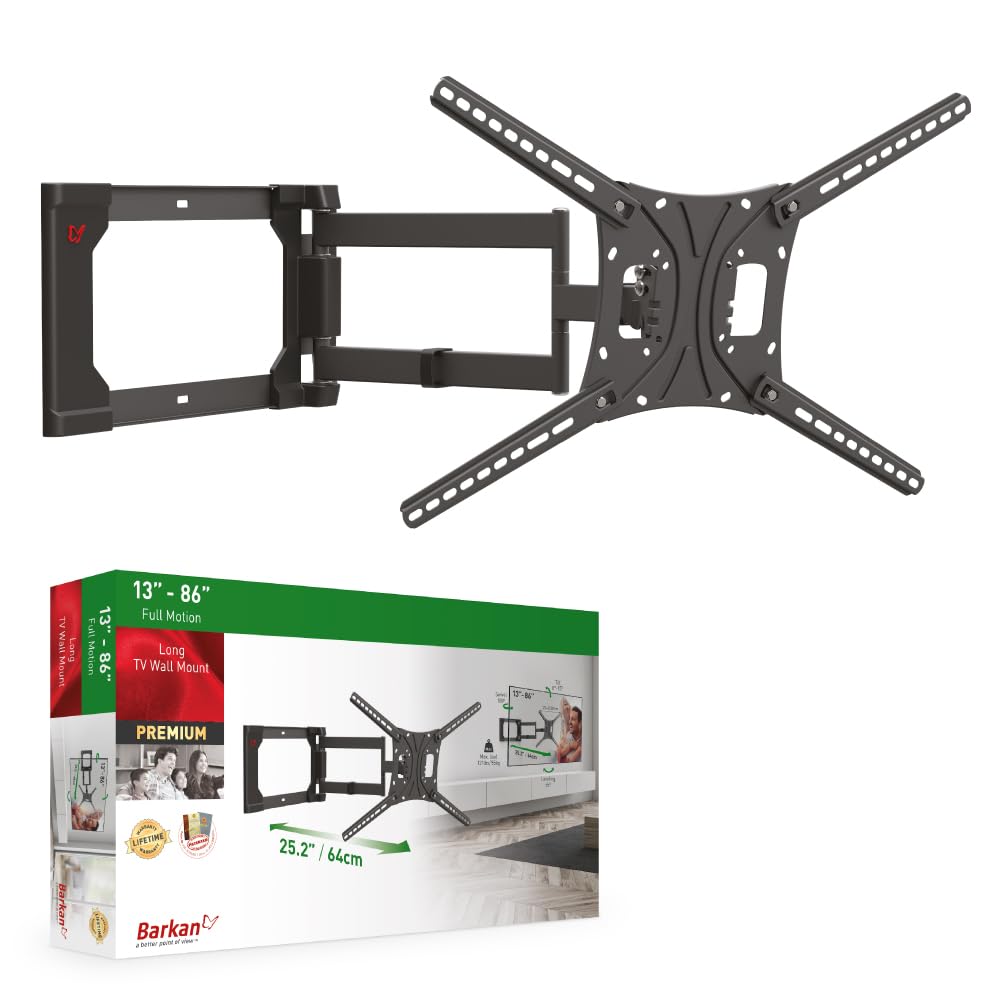 Barkan TV Wall Mount, 40-80 inch Full Motion Articulating - 4 Movement Flat/Curved Screen Bracket, Holds up to 110lbs, Patented, Extra Stable