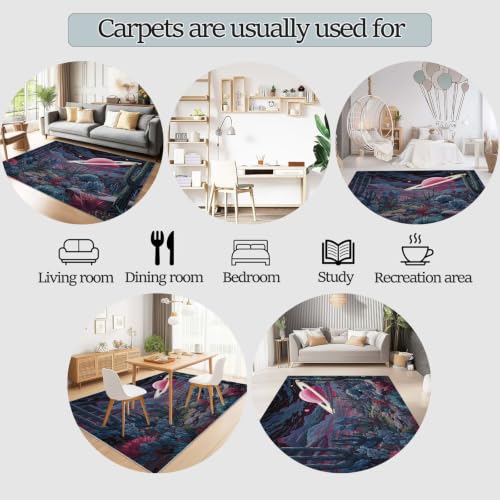 Tapis salon moelleux enfant motif planète rose bleu tapis intérieur - 8