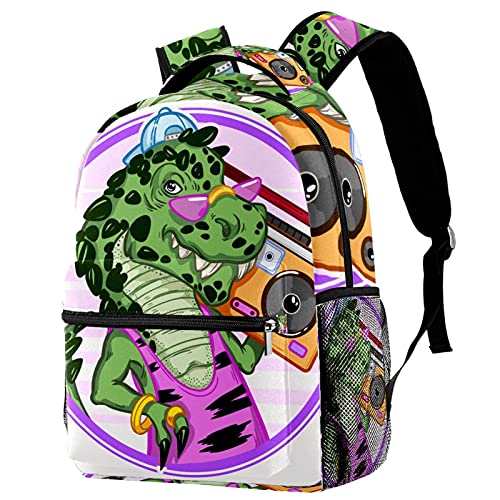 Sac à dos pour ordinateur portable décontracté au motif oiseau mignon et rayures bleues