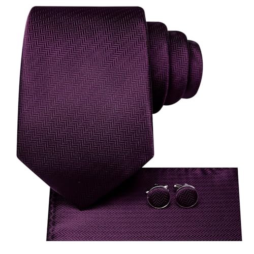 Image of Hi-Tie 70 inches Ties for Men Silk Extra Long Necktie and Pocket Square Cufflinks Set Men Big and Tall Tie Business