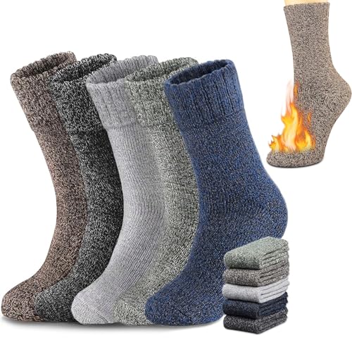 La Mejor Selección de Ropa de Deportes de invierno los preferidos por los clientes. 43 MYDEAR Calcetines Termicos Hombres y Mujer, 5 Pares Gruesos Calcetines Invierno de Forro Lana, Transpirables y Antisudor Calcetines Lana para Senderismo Running Deportes Navidad...