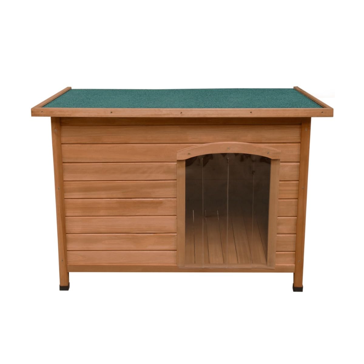 Caseta Mediana Perros Mascotas Perrera de Madera Impermeable Refugio Canino Perruno Interior Exterior 103x70x66cm Tapa Abierta Distancia al Suelo 5cm con Bisagras Portezuelas Abertura con Techo