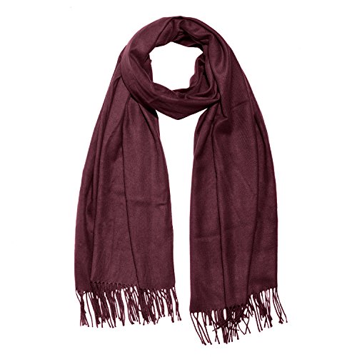 DonDon Damen Schal einfarbig weich 185 x 65 cm bordeauxrot
