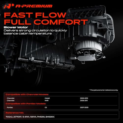 Image of A-Premium Front HVAC Heater Blower Motor with Fan Cage | Compatible with Chevrolet Cobalt 2005-2010, HHR 2006-2011 & Pontiac G5 2007-2009