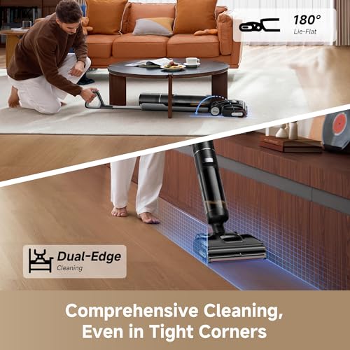 Image of DREAME H15 Pro CarpetFlex Cordless Vacuum Mop, Wet Dry Vacuum Cleaner with Dual Brushes for Hard Floors & Carpet, Tangle-Free Hair-Cutting, 23kPa Suction, 180 Lie-Flat Floor Washer, 194F Fast Drying