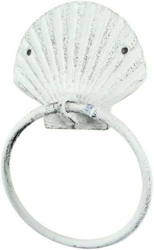 Miniatura 53 de Toallero de hierro fundido de plata antigua de 8.5 pulgadas - Decoración de conchas marinas - Decoración del hogar del mar Plata,Hierro fundido,Azul