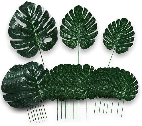 Tropische Palmblätter Monstera Und Blumen Vektorbild