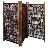 NOOR Paravent aus Weide Sichtschutz 150 x 180 cm, 3-teilig I Garten-Weidenparavent mit starkem Kiefernholzrahmen I Faltbarer Balkonschutz zur einfachen Aufbewahrung