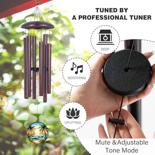 Image of Personalized Birthday Deep Tone Wind Chimes, Memorial Sympathy Retirement Anniversare Gifts Wind Chimes for Dad Mom Friends, Outdise Garden Decoration