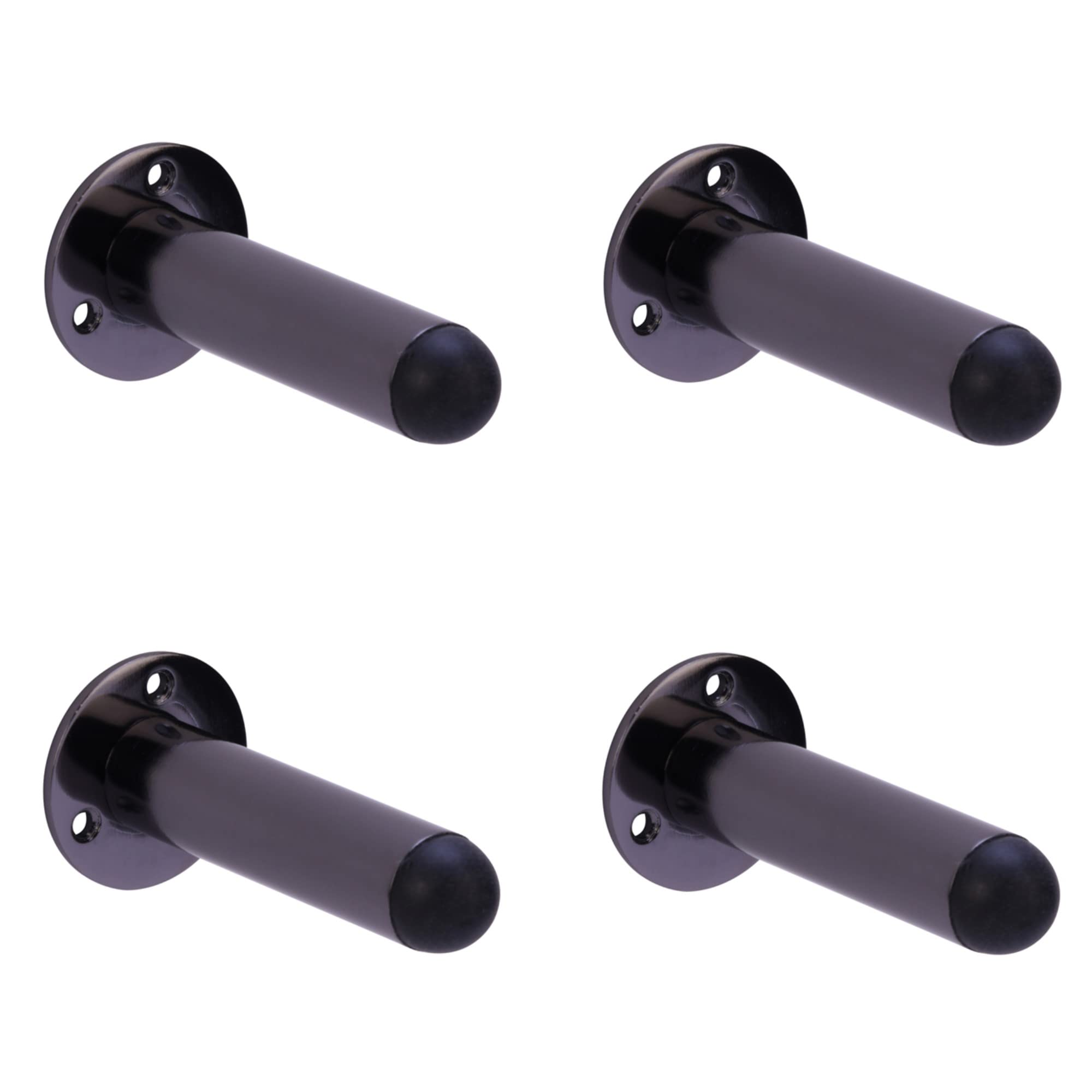 HANDLEZONE® 4 Pack 75mm / 3 inch Projecting Skirting Or Wall Mounted Door Stop - Black Nickel