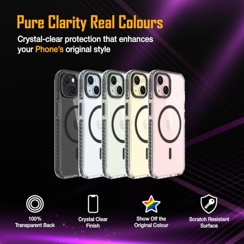 Image of Zapcase Crystal Clear Back case for iPhone 15 | Hard PC Back | TPU Bumper with Inner Rubber Grip | Metal Camera Guard Bezel | Metal Buttons | Scratch Resistant Cover | 2 Layer Edge Protection | Black