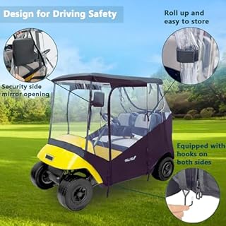 WEIMELL Golf Cart Enclosure Fit for EZGO TXT EZGO RXV 2 Passenger 2-Person Seaters Waterproof Transparent Driving Rain Enclosure Cover 4-Sided Clear Window Roll-up Zipper Door Black