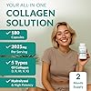 Multi Collagen 180 Protein Capsules - Type I, II, III, V, X Collagen Pills - Proprietary Blend of Eggshell, Chicken, Wild Fish & Grass-Fed Beef Collagen Peptides - 2025mg per serv