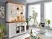 Woodroom Oslo Buffet Vitrine Vitrinenschrank Standvitrine Wohnzimmerschrank, Holz, Weiß, Hoch und Schmal