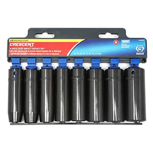 Crescent 8 Piece 1/2" Drive 6 Point Deep Impact Metric Socket Set - CIMS3N