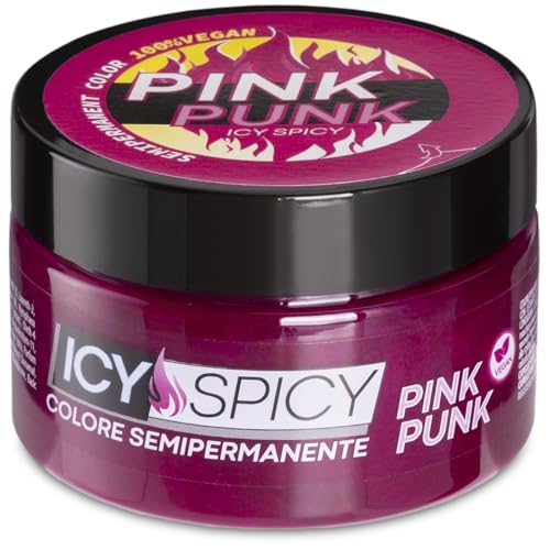 Icy Spicy, Maschera Colorante Semipermanente senza Ammoniaca con Estratto di Fiori di Loto e Baobab, Durata da 6 a 8 Lavaggi, Tinta per Capelli Temporanea, Colore Pink Punk, 100 gr