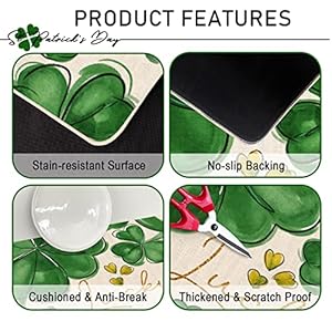 St Patricks Day Shamrock Clover Decorative Front Door Mat Lucky Me Doormat Indoor Outdoor Green Luck Non Slip Floor Entryway Rug Irish Spring Holiday Home Kitchen Decoration 17×29 Inch