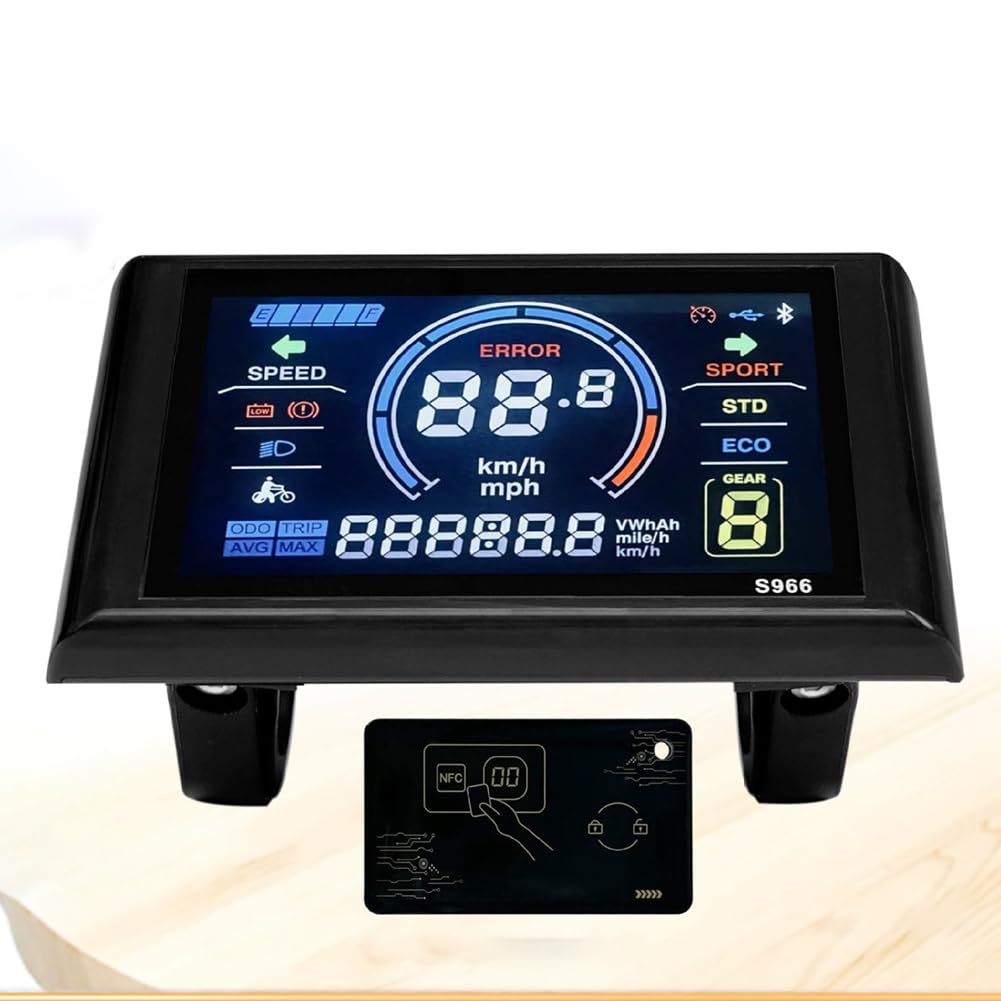 24-72V E-Bike LCD-S966 Panel de control de pantalla colorida con función NFC Conector SM Piezas de repuesto para bicicletas eléctricas