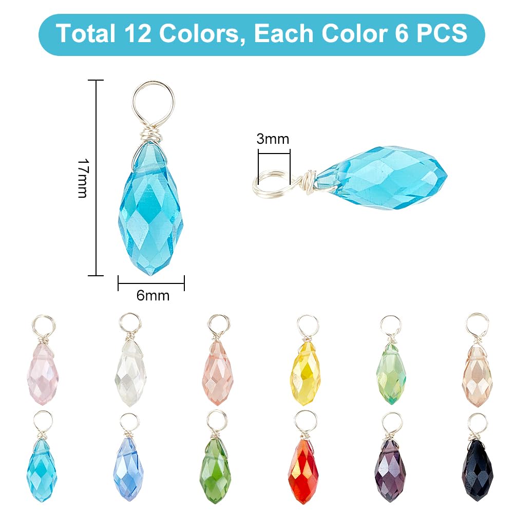 Dijes de lágrima facetados, colgantes de cristal de cristal, dijes envueltos en alambre, accesorios de joyería para fabricación de joyas y manualidades, Vidrio, No es una piedra preciosa 2