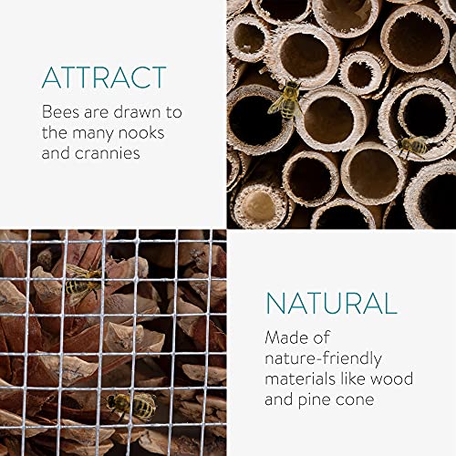 Navaris Bienenhaus dreieckig aus Holz - 22,5 x 21 x 8cm - naturbelassenes Insektenhotel für Bienen und Hummeln zum… – Bild 6