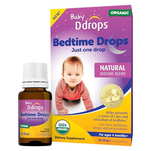 Ddrops Baby Bedtime Drops for Babies, Organic Liquid Drops for Calming Bedtime Routines, 60 Count