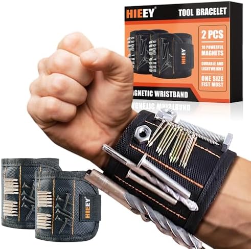 HIEEY 2 Pieces Magnetic Wristband for Holding Screws, Gifts for Men, Tool Belt Magnetic Wristband for Holding Screws, Cool Gadgets Christmas Gifts for Him Men Women Husband (Gift Box) HIEEY 2 Pieces Magnetic Wristband for Holding Screws, Gifts for Men, Tool Belt Magnetic Wristband for Holding Screws, Cool Gadgets Christmas Gifts for Him Men Women Husband (Gift Box)