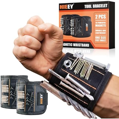 HIEEY 2 Pieces Magnetic Wristband for Holding Screws, Gifts for Men, Tool Belt Magnetic Wristband for Holding Screws, Cool Gadgets Christmas Gifts for Him Men Women Husband (Gift Box) Cover