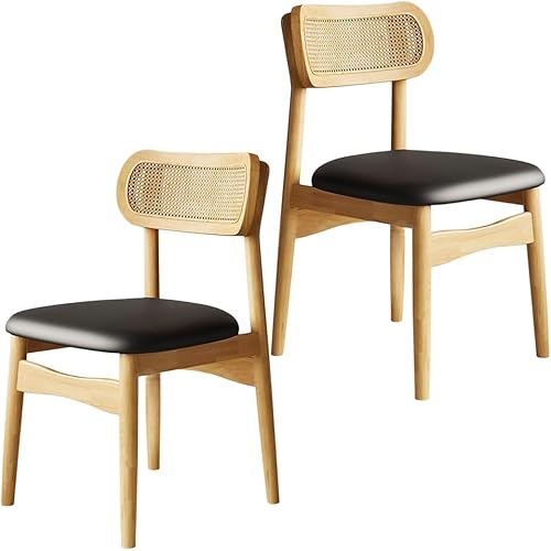 Miniatura 41 de YVYKFZD Sillas de comedor de madera maciza, juego de sillas de cocina sin brazos, silla de comedor con respaldo de ratán, silla lateral cómoda