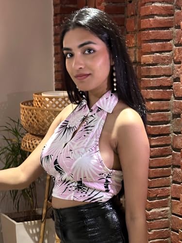 Image of Tandul Women's Printed Pink Cotton Blend Top Regular Fit Sleeveless Top for Womens Soft & Breathable & Comfortable Outfits for Office, Casual, Festive & Party (11888)