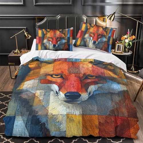 Housse de couette renard jungle 3D infroissable microfibre 140x200 - 4