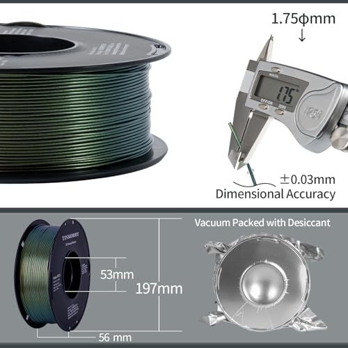 Image of TINMORRY Galaxy PETG Filament 1.75, Rapid PETG 3D Printer Filament, Compatible with Bambu FDM 3D Printer, 1 KG 1 Spool, Galaxy Green Gold
