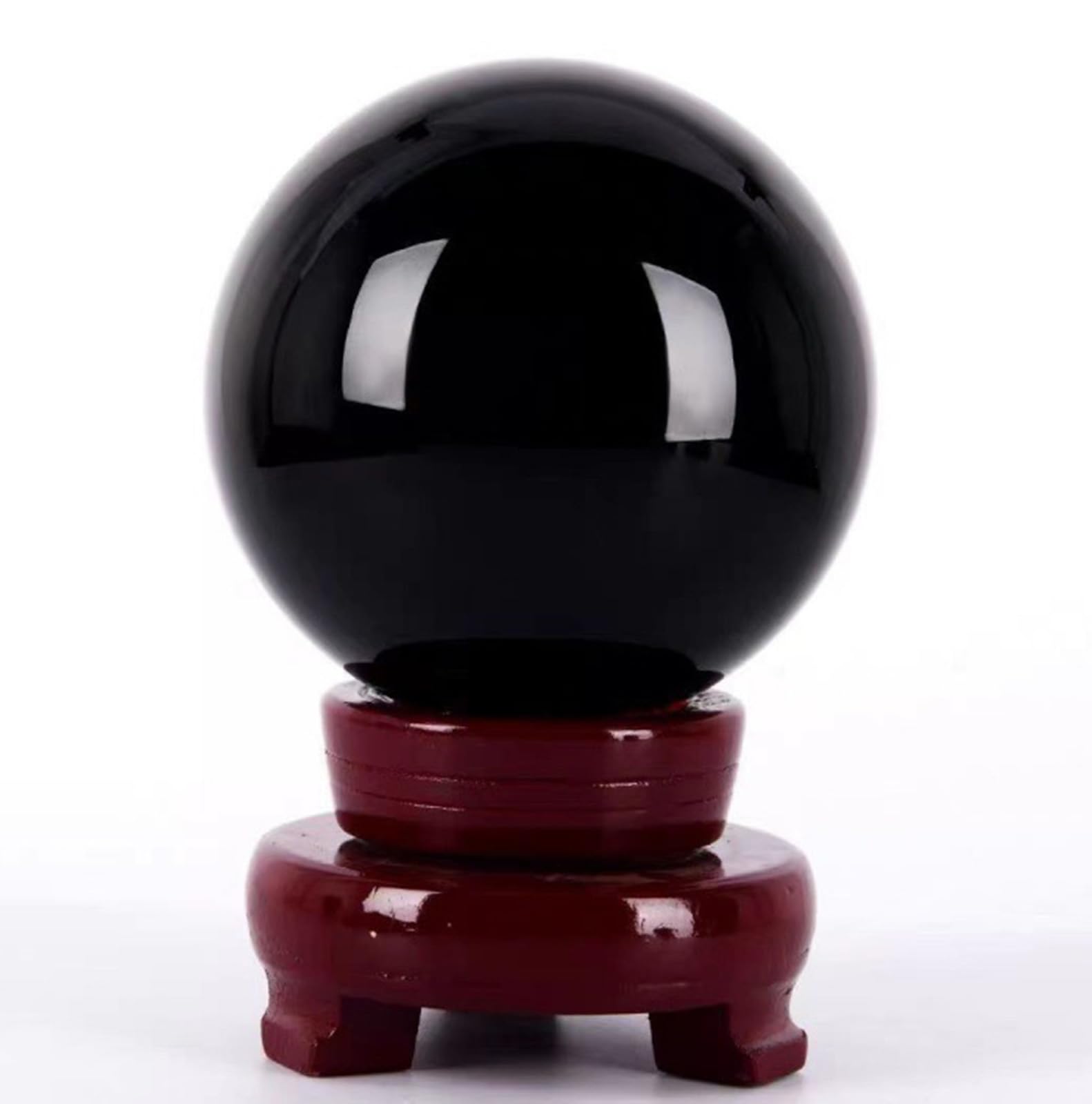 BHBHCPZGR Crystal Ball Sphere with Stand,Black Magic Obsidian,Polished Carved Stone for Office Desk Top Home Decor Feng Shui,7cm/2.7in