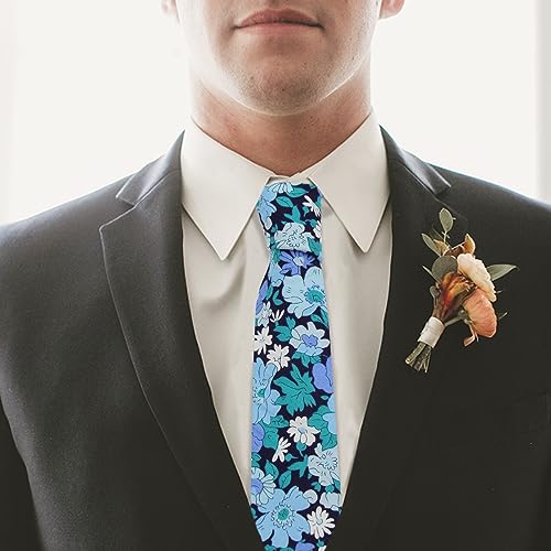 Image of Mantieqingway Floral Ties for Men Skinny Cotton Tie Flower Necktie
